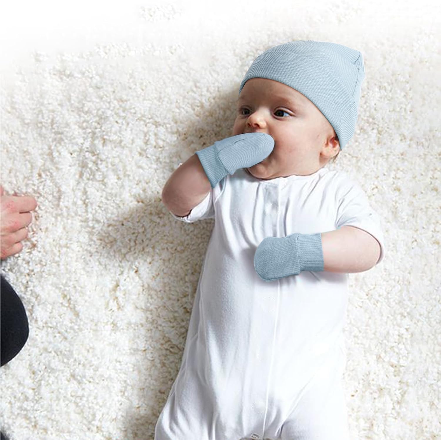 BQUBO Baby Newborn Hats with Scratch Mittens for Unisex Preemie Newborn Hats Hospital Hat for Boys Girls 0-6 Months - Image 7