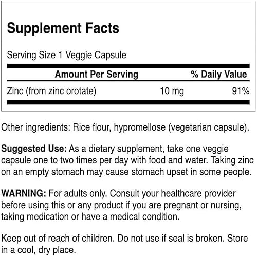 Miniatura 2 de Swanson Orotato de zinc 10 miligramos de zinc elemental 60 cápsulas vegetales