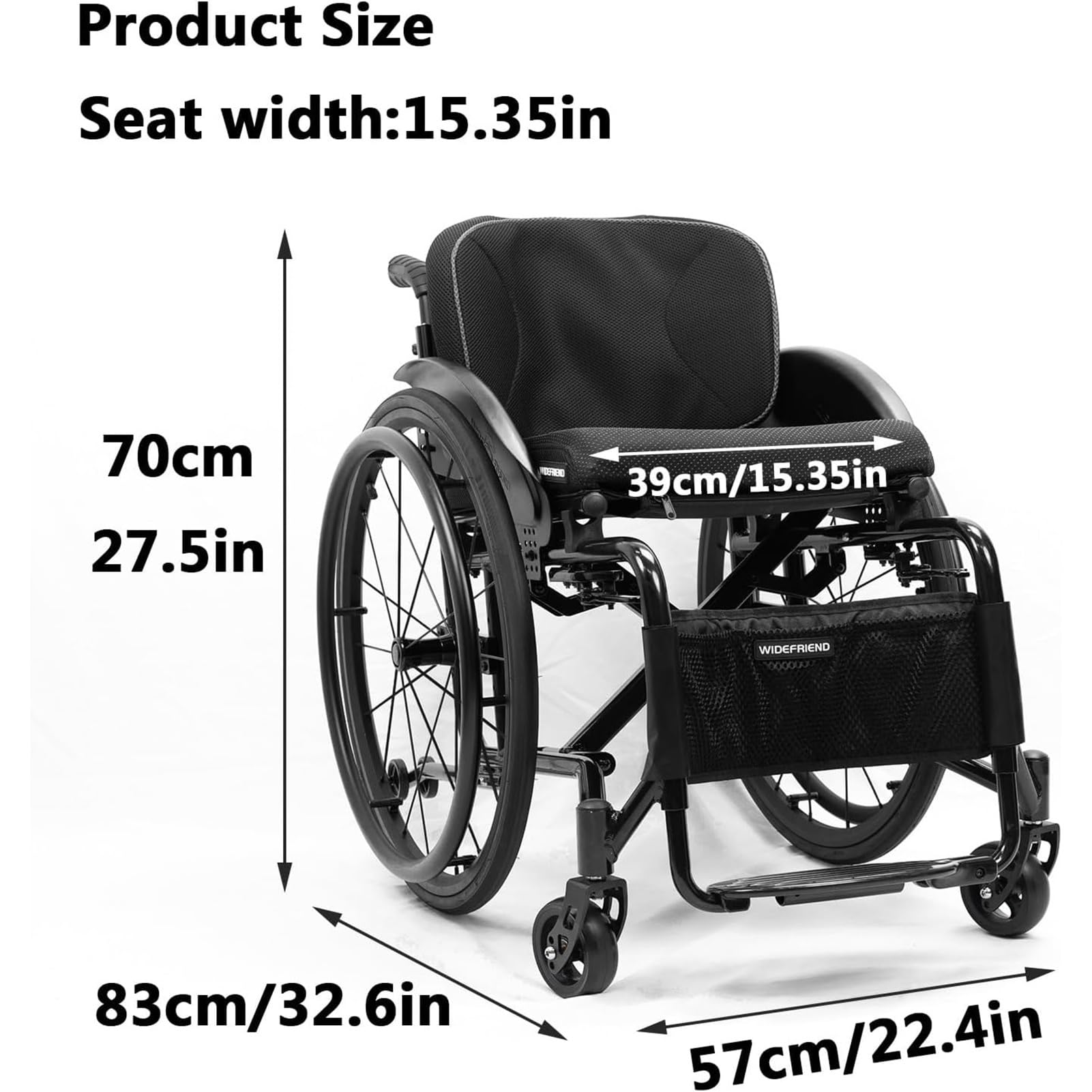 Silla de Ruedas Ligera de Aleación de Aluminio para Adultos - Plegable, Deportiva, Autopropulsada, Manual - Ayuda de Movilidad