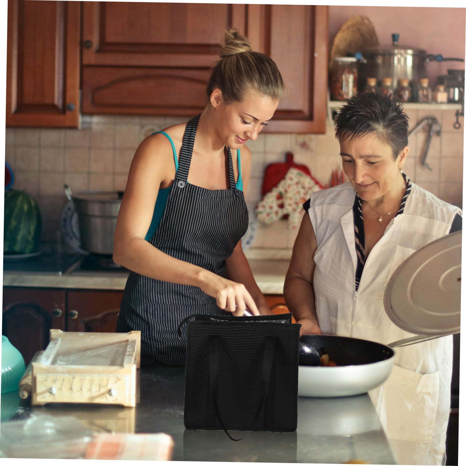 Bolsa Térmica Portátil y Plegable Interior Espacioso y Material de Aluminio Aislamiento para Mantener Alimentos Frescos y Calientes para Supermercado