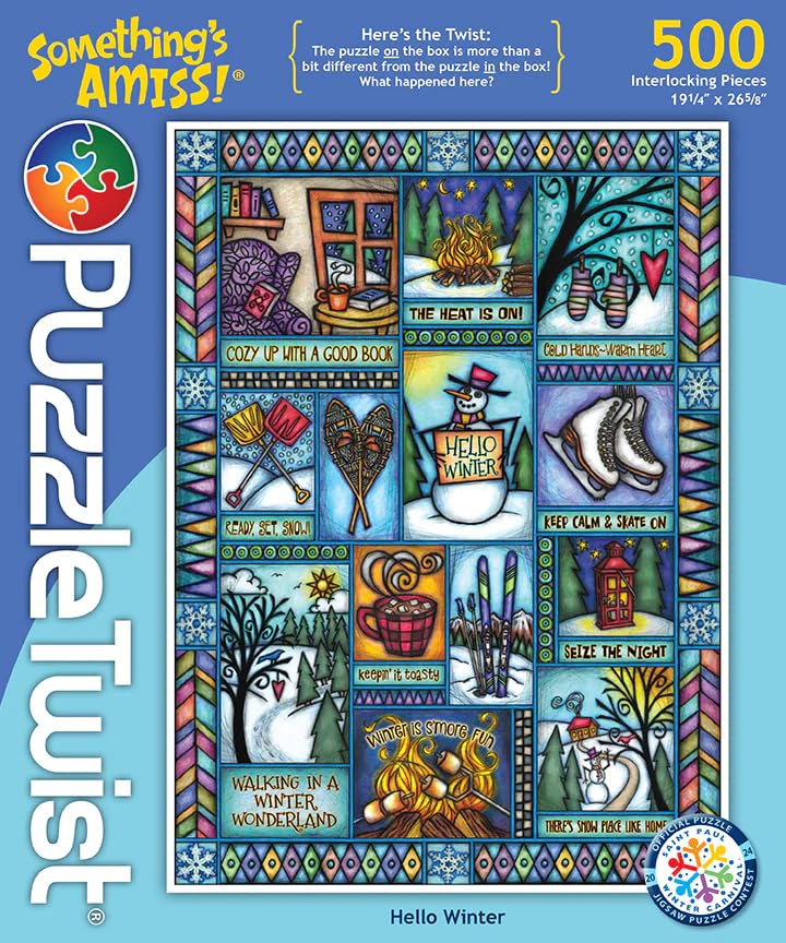 Hello Winter - 500 Piece Jigsaw Puzzle, Something’s Amiss! Series, Unique Challenging Fun for Adults Family Teens, Made in USA