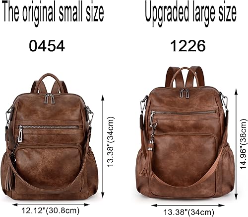 Miniatura 6 de UTO - Mochila de cuero vegano para mujer, cartera de diseñador de moda, bolso convertible de viaje con borla y bolsillo con cierre para el hombro