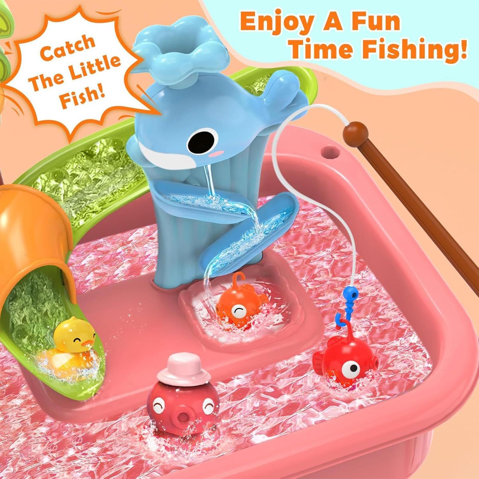 Table d'eau avec Robinet et Accessoires, Table de Jeux d'eau pour Enfant, T-Able d'Activité Bébé, T-Able d'e-au en-Fant Exterieur, Jouet d'été pour Enfant Filles et Garçons de 3 4 5 6 Ans