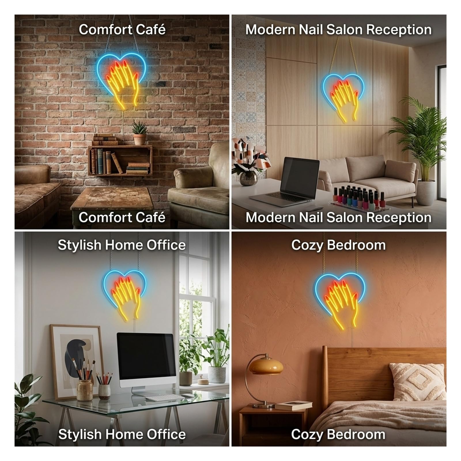 néon signe Enseigne Lumineuse Néon Pour Manucure, Alimentée Par USB, Intensité Variable, Pour Salon, Studio, Décoration Murale, Vitrine,40x35cm