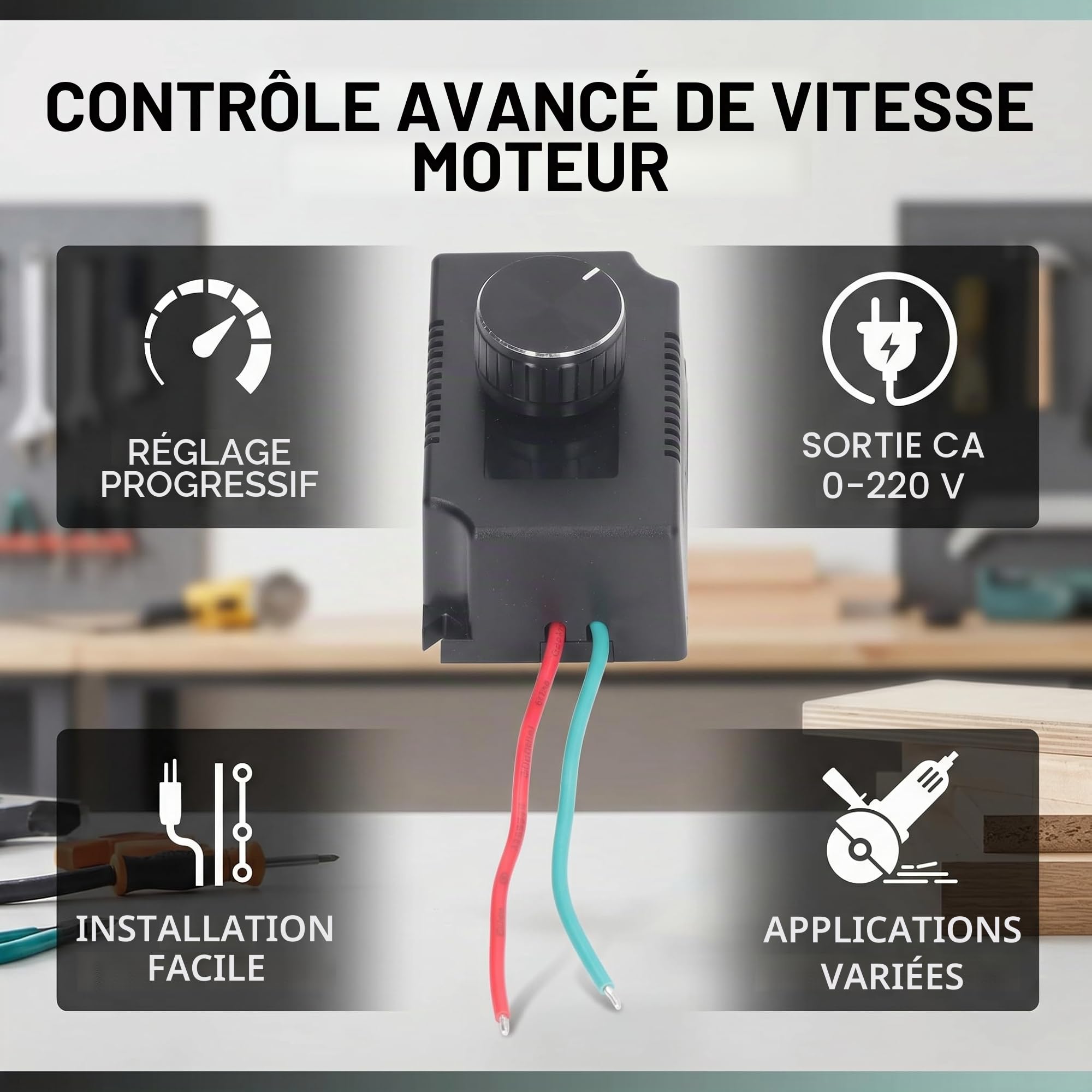 Contrôleur de Vitesse de Moteur à Courant Alternatif AC220V à AC0-220V, Régulateur de Commutateur de Commande en Continu pour Pompe, Broyeur, Ventilateur, Four électrique (3000W)