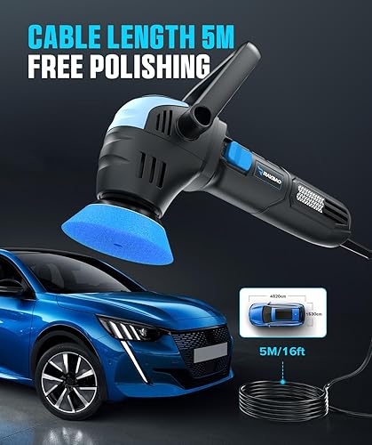 Miniatura 7 de Mini pulidora, 2 pulgadas3 pulgadas 750 W búfer de coche con orbital aleatorio de 0.472 in, mejora la eficiencia de trabajo en un 35%, con 16