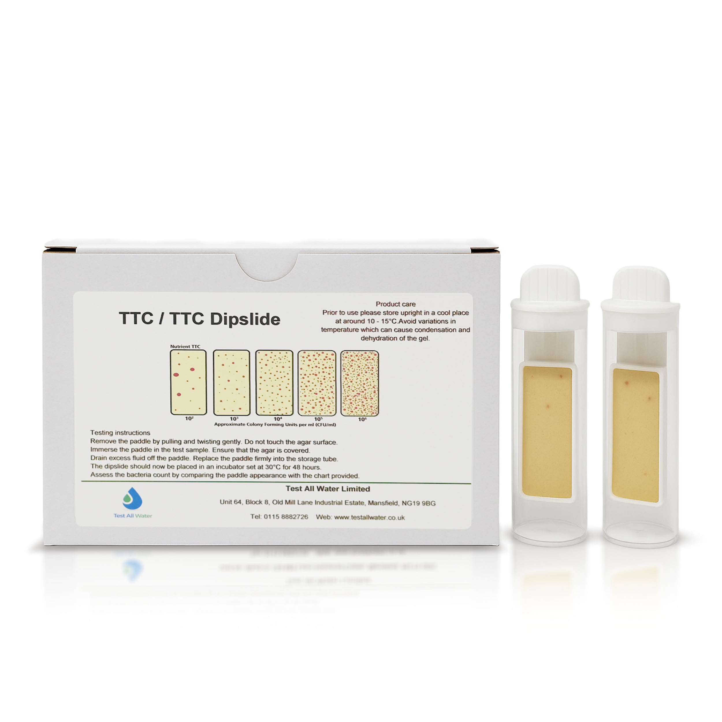 DTK-TAW Test All Water - TTC/TTC Dipslides | Dual-Sided Test Strips for Contamination & Infection Detection | Rapid & Accurate Microbiological Water Testing for Bacteria & Coliforms