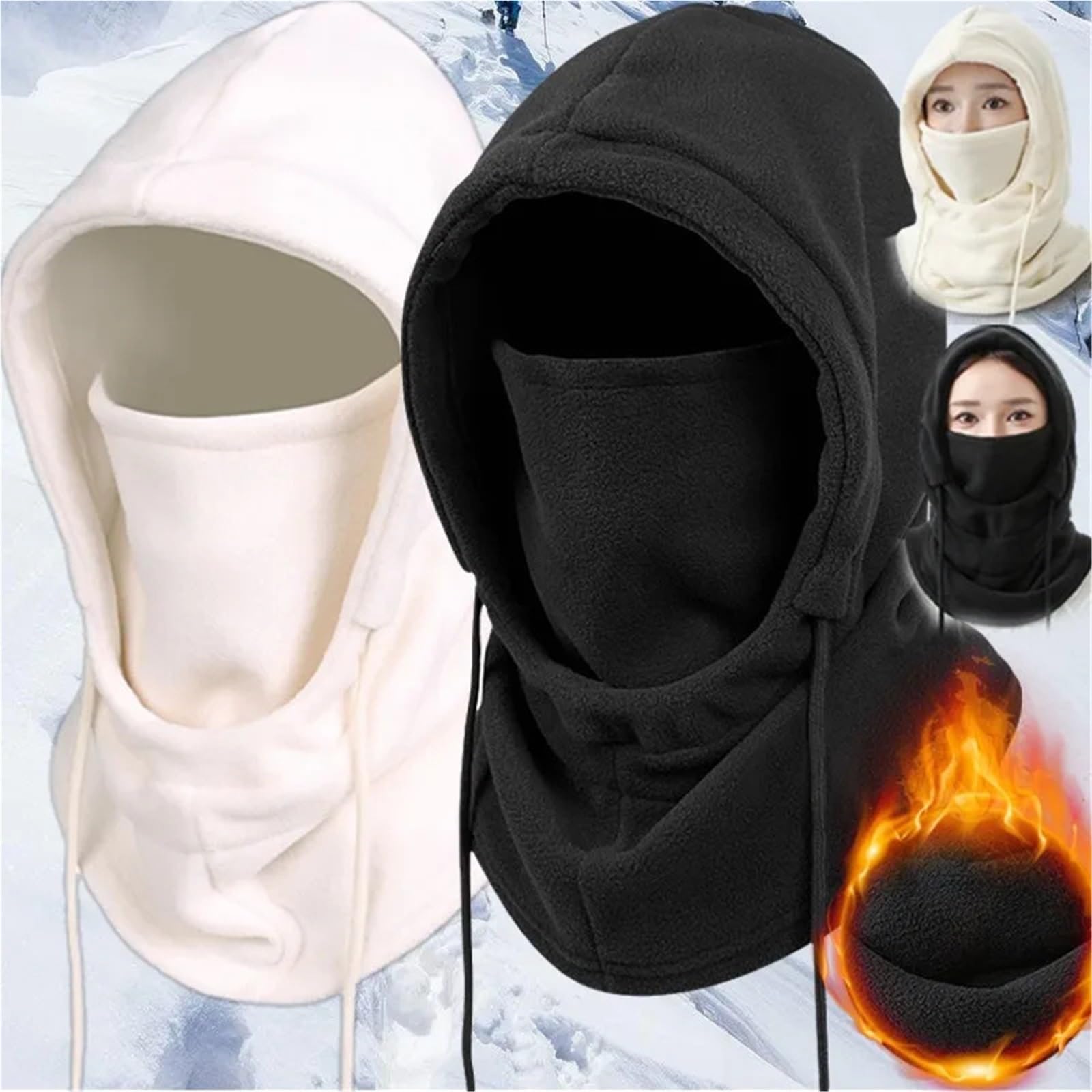 Gorro pasamontañas Gorro con máscara para la Cara para Invierno al Aire Libre Hombres Mujeres máscara de esquí a Prueba de Viento térmico Polar Sombrero Cuello
