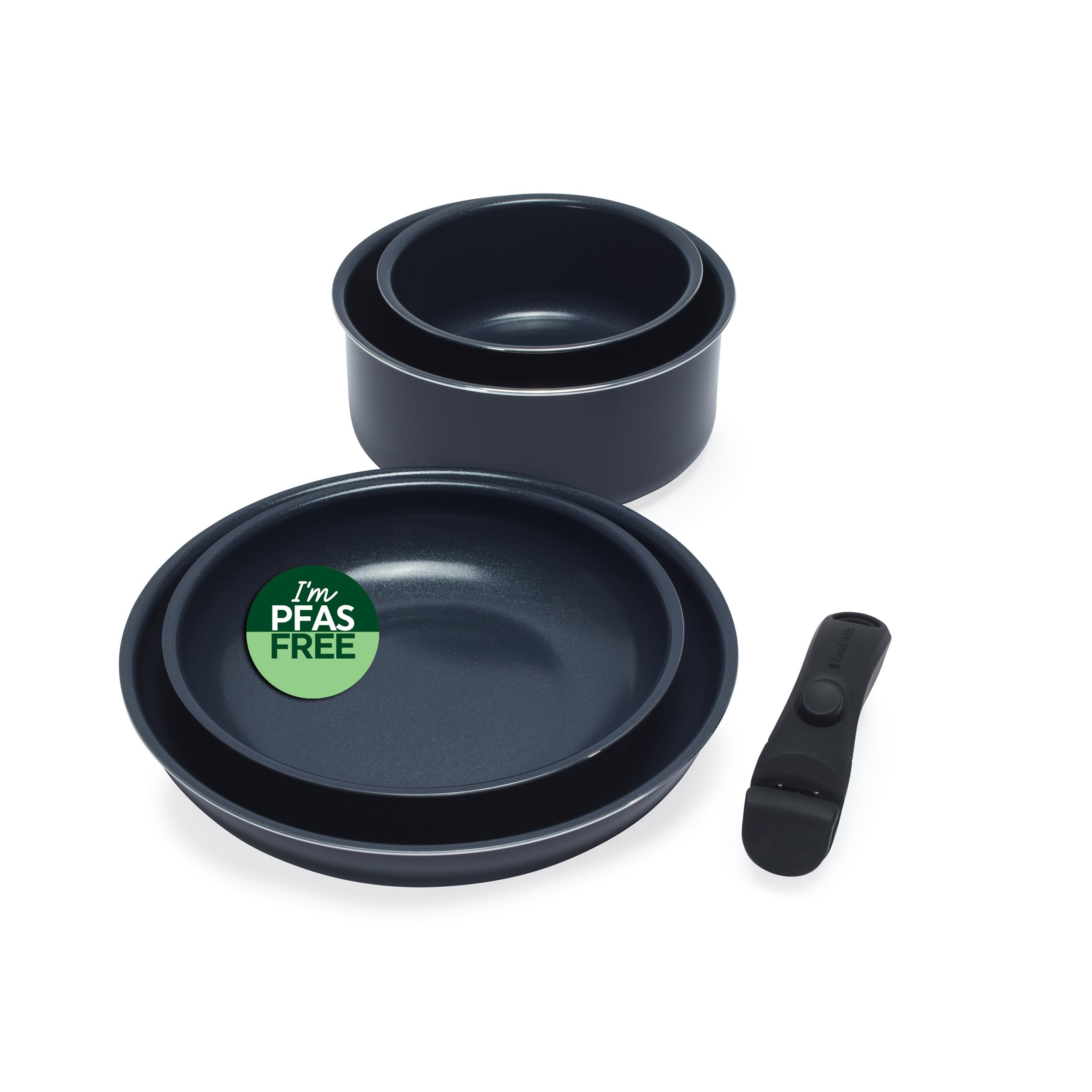 Russell Hobbs Smart Clip Pot and Pan Set, 5 Piece, Detachable Handle