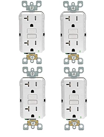 Leviton GFNT2-4W Self-Test SmartlockPro Slim GFCI Non-Tamper-Resistant Receptacle with LED Indicator, Wallplate Not Included, 20-Amp, White 4 Pack