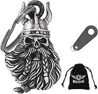 Vista 17 de Dream Apparel Campanas de motocicleta para motociclistas, accesorios de campanas pesadas y llavero para la suerte