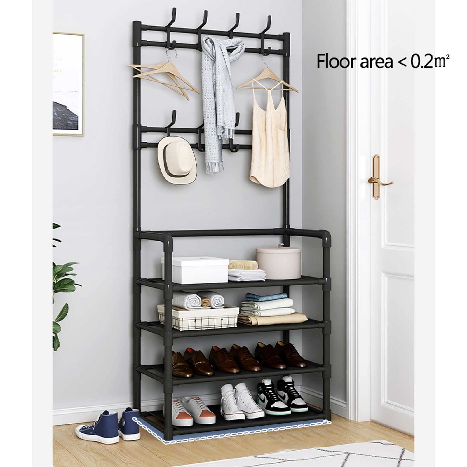 Generisch Clothes Rack Exquisiter Kleiderständer 3-in-1-Garderobe Schuhbank Garderobe für den Eingangsbereich Hutständer Jackenstange