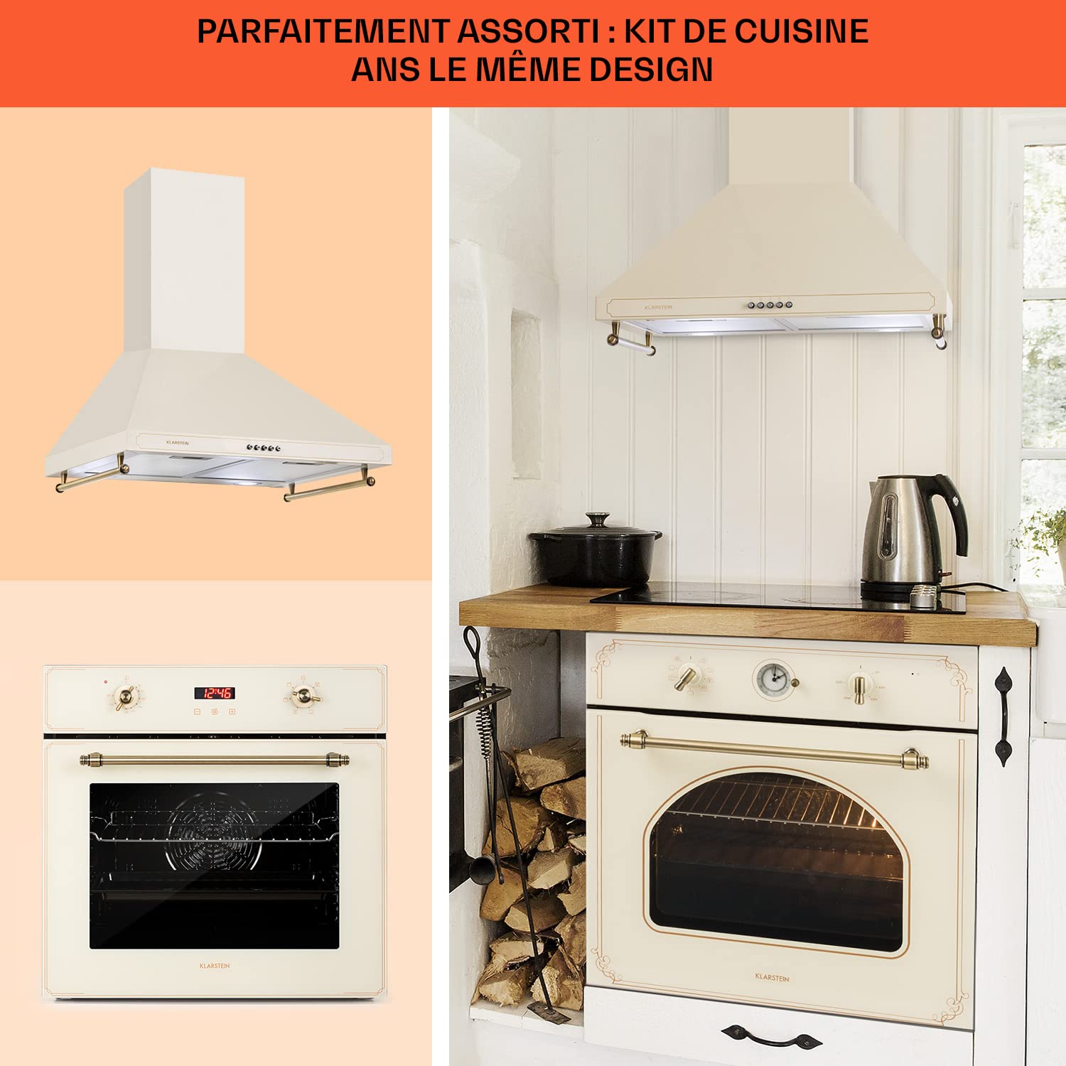 Klarstein Hotte Aspirante 60cm, Hottes de Cuisine avec Filtre de Hotte en Aluminium, Débit d'Air Puissant de 645m³/h, Eclairage LED, Extracteur d'Air Silencieux, Hotte Efficace avec Evacuation