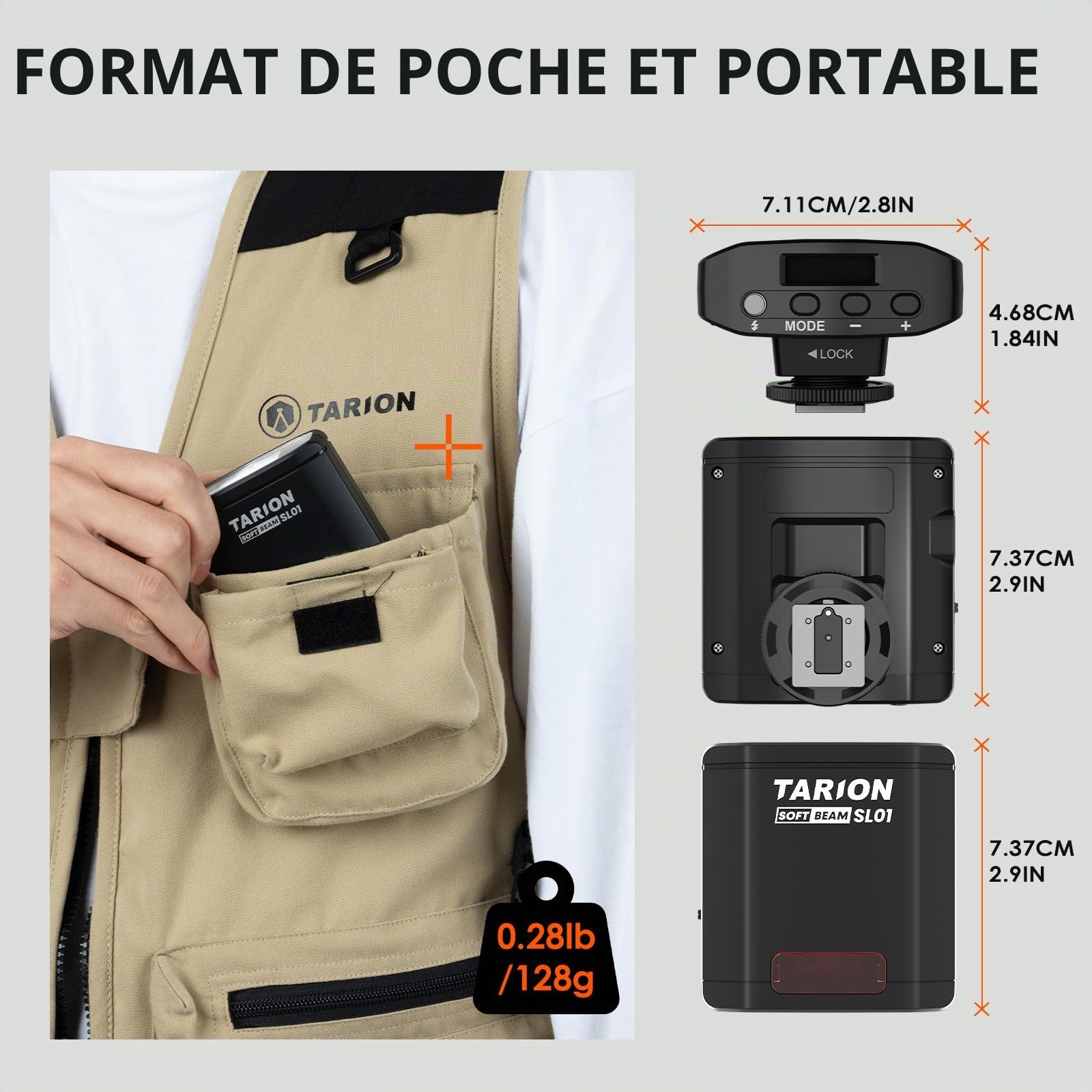 TARION Flash Appareil Photo Speedlite - GN13 Mini Flash Griffe Standard S1-S2 Contrôle Optique 22 Niveaux Compatible Canon Nikon Sony Fuji Olympus Noir SL01 SOFTBEAM