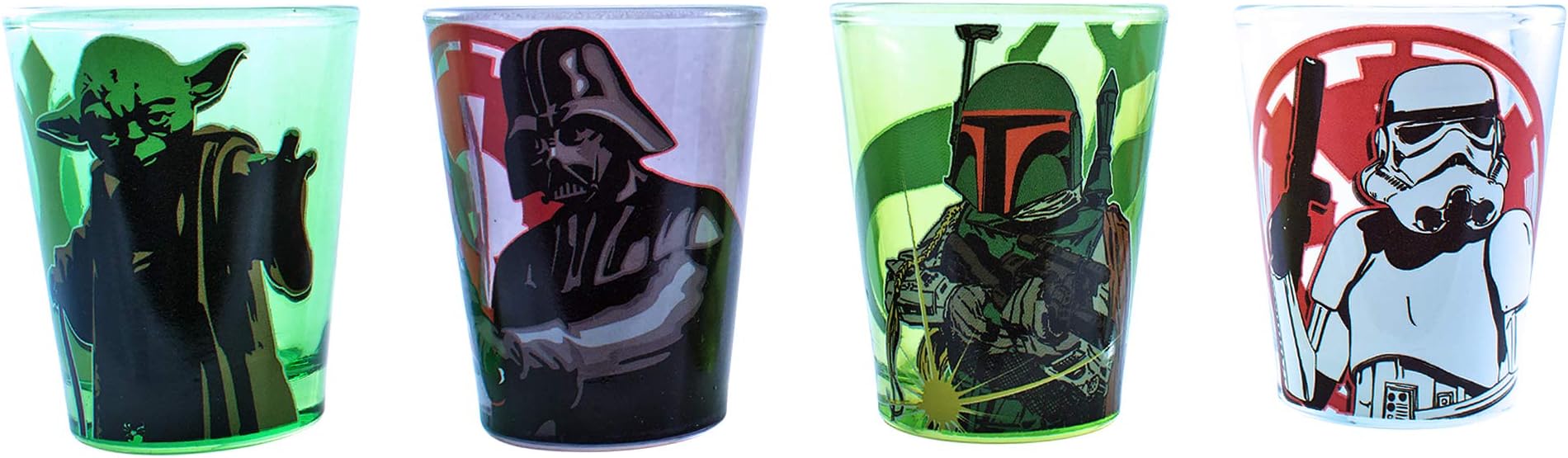 Silver BuffaloDisney Star Wars Character Portraits 4 Pack Mini Glasses, 1.5 Ounces
