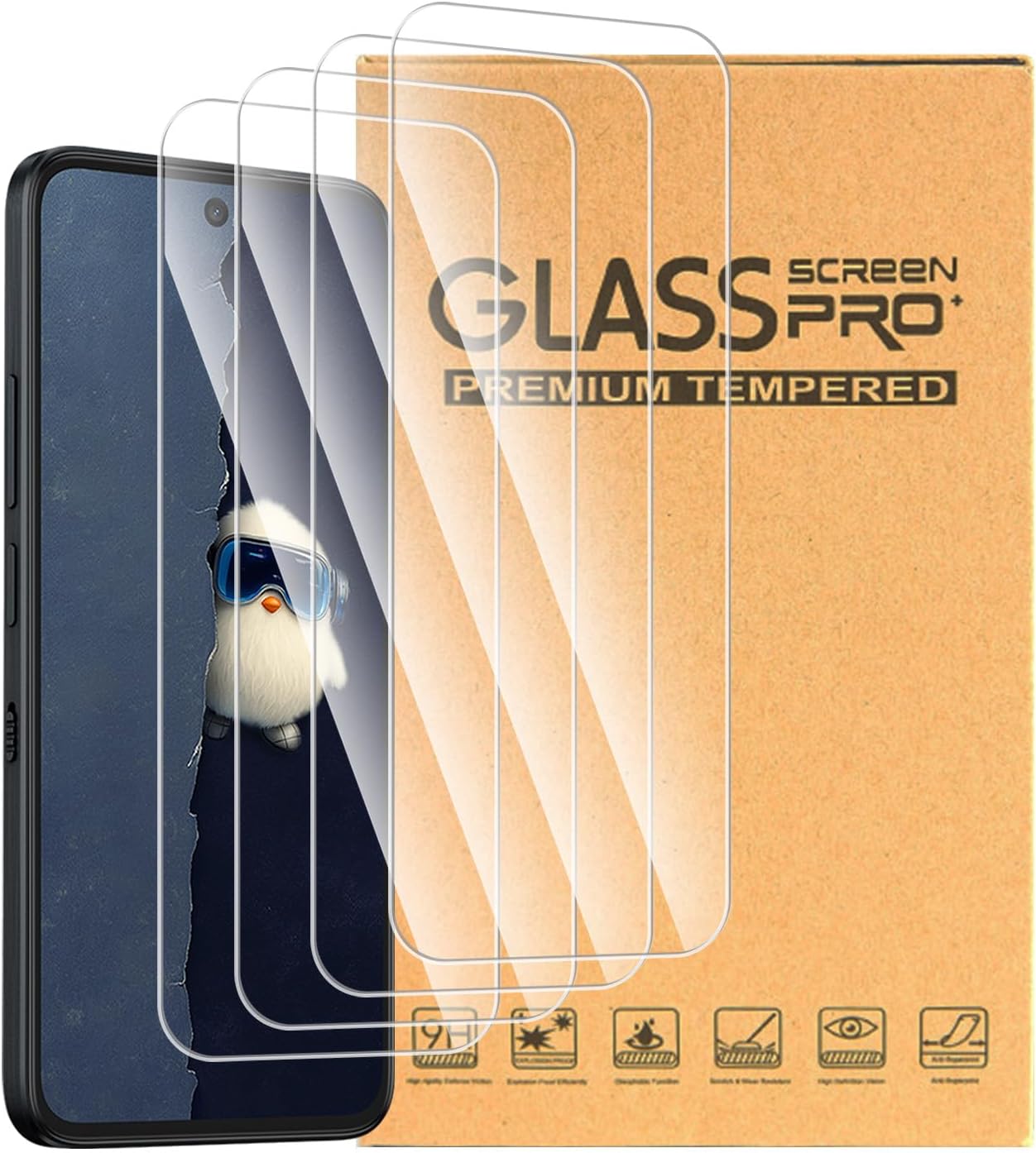 4 Pack Tempered Glass Compatible with TCL NXTpaper 5G Junior (6.6 inch) Screen Protector - 9H Hardness HD Clear Anti-Fingerprint Protective Film