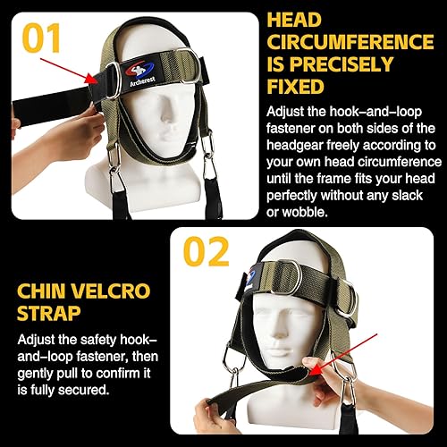 Miniatura 4 de Entrenador de arnés de cuello y cabeza, correa ajustable para la barbilla y arnés de cabeza, ejercitador de cuello de neopreno para levantamiento de