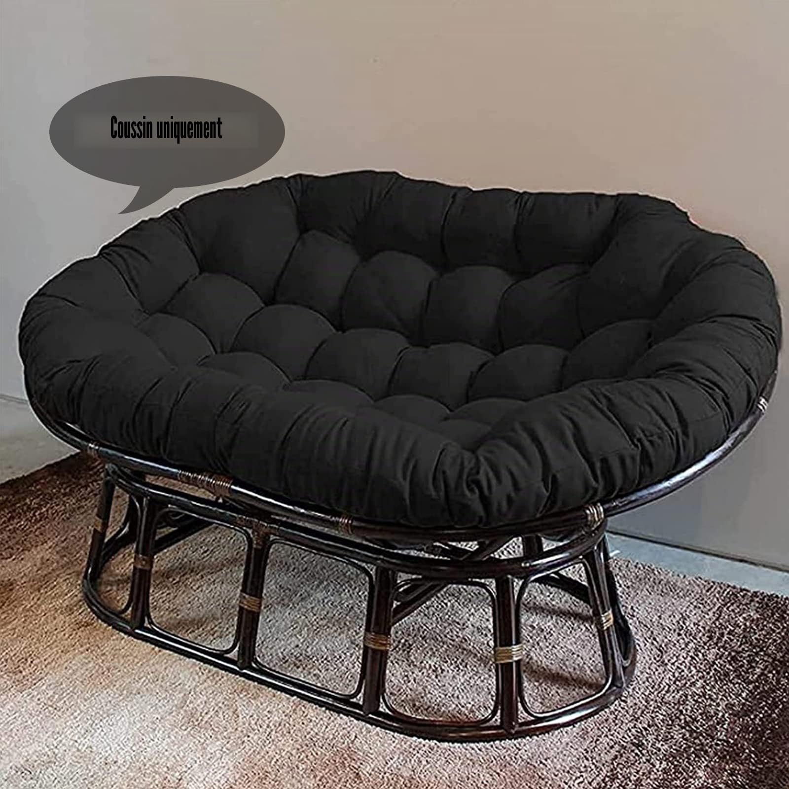 Coussin Double Papasan Extérieur,Coussin De Chaise Papasan,Coussins De Chaise De Panier Suspendus Coussins De Chaise De Jardin Imperméables Coussins De Chaise De Patio,Blanc,170 * 120cm(Taille:170 * 1