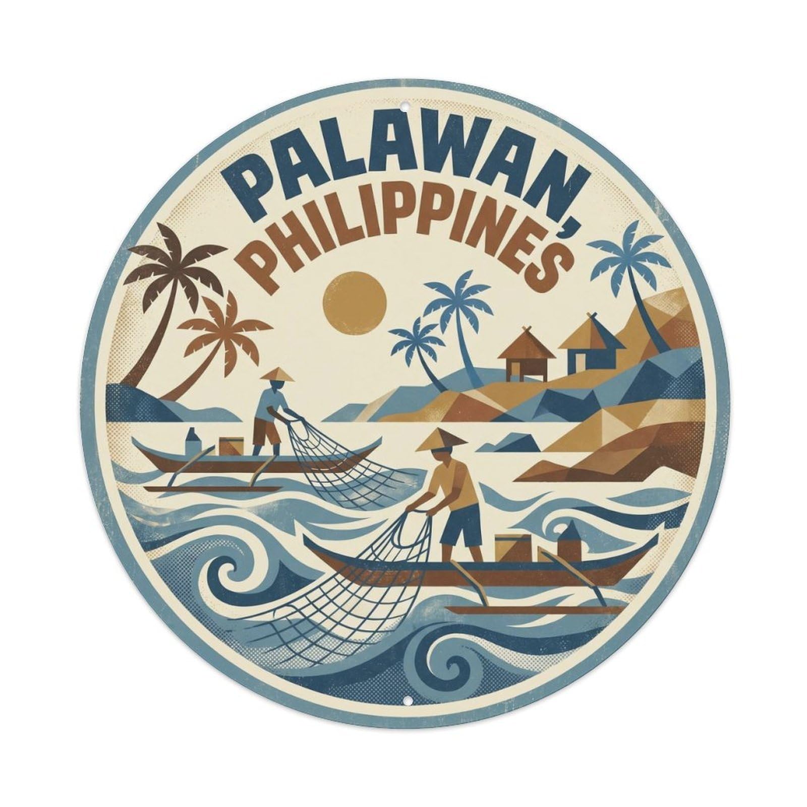 Palawan Fishing Village Travel El Nido Philippines Metal Tin Sign