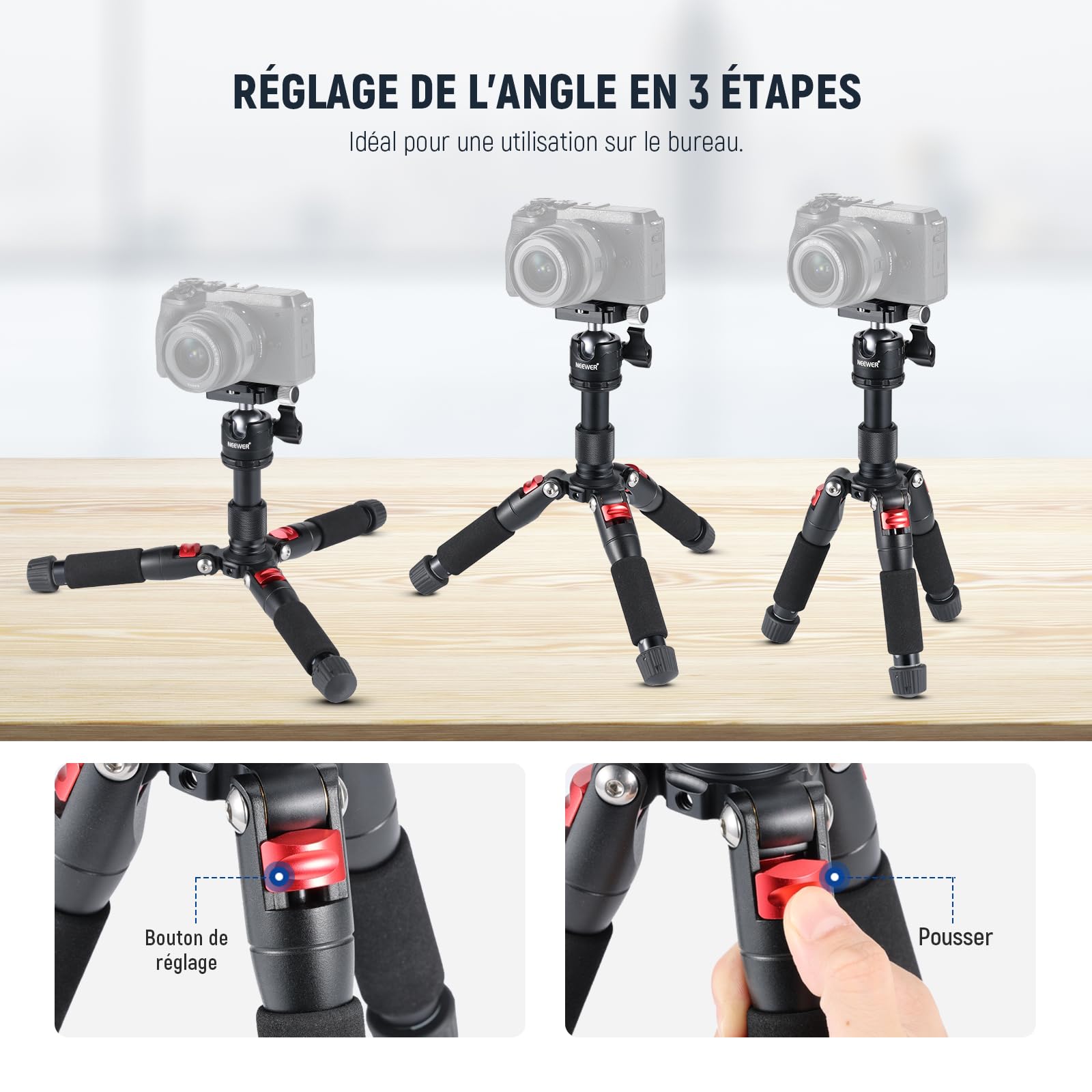 NEEWER Mini Trépied pour Appareil Photo avec Rotule à 360°