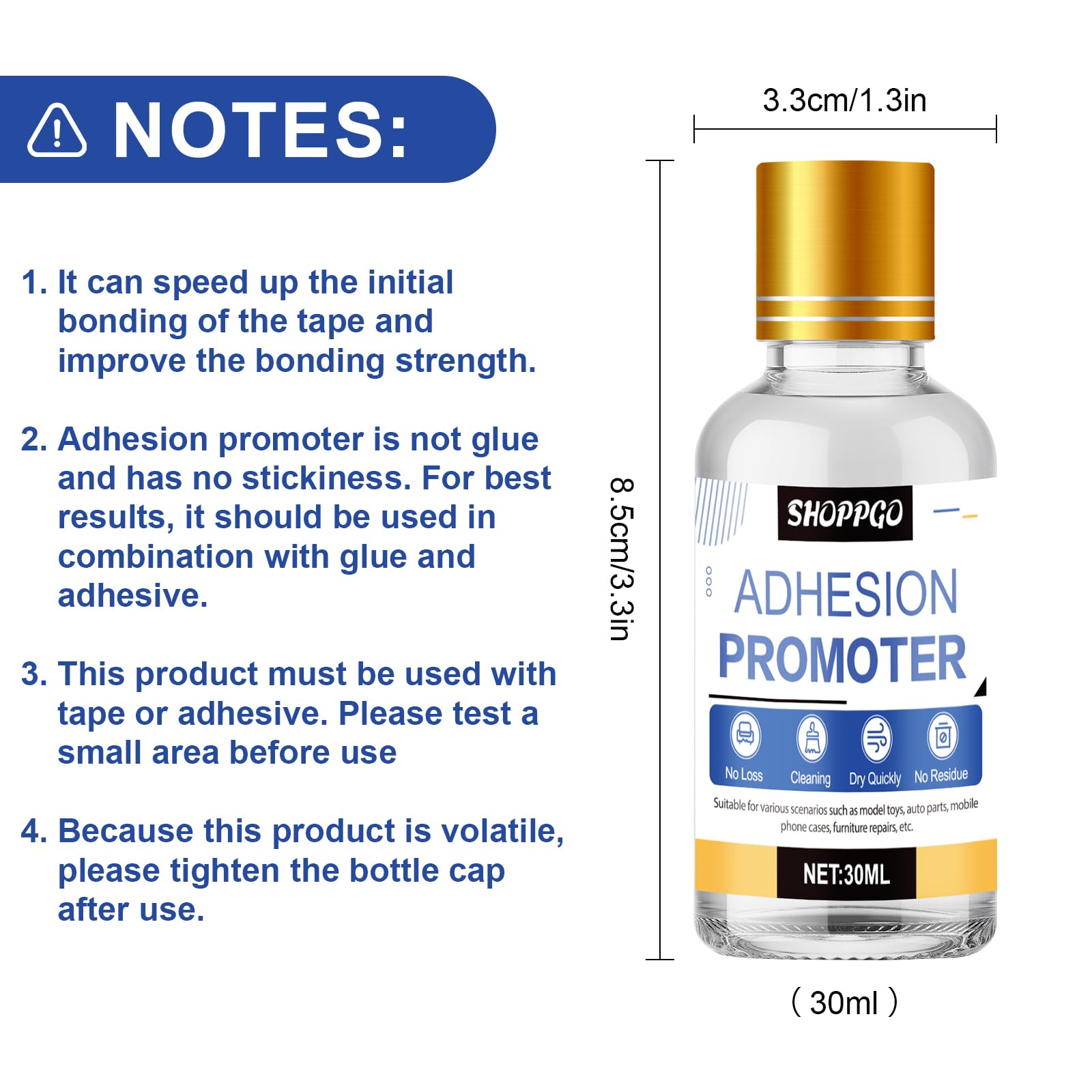 Primer per Plastica, 30 ml, Primer, Colla per Plastica, Promotore di Adesione, Metallo/plastica/Incollaggio Rapido e Riparazione