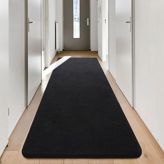 Amazon.com: Keeko 2x6 Runner Rug, Black Bedroom Bedside Runner Rug ...
