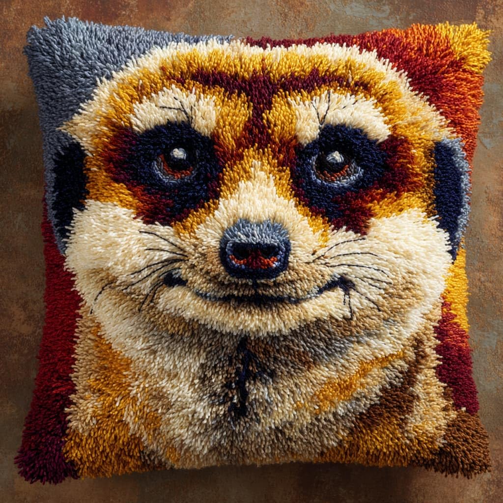 WallustrioaW Latch Hook Cushion Kits,Meerkats