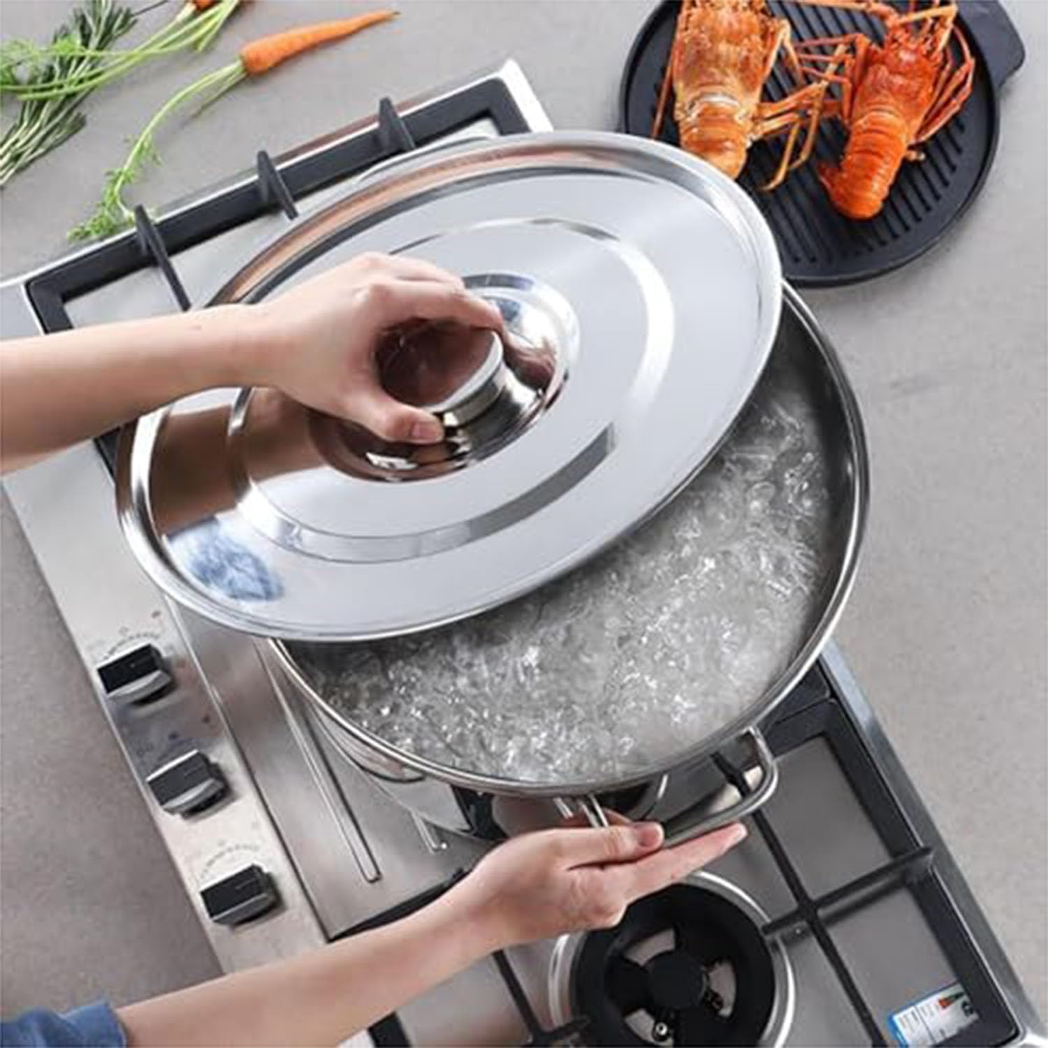 Wiadro ze stali nierdzewnej z pokrywką do przechowywania żywności, gastronomii i zastosowań budowlanych, pojemność 20 l