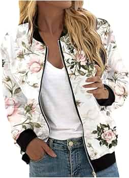 Veste Bomber Femme Léger Printemps/Été - Polyester, Manches Longues, Zippée - Style Décontracté
