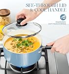 MICHELANGELO Poêle à sauce antiadhésive avec couvercle, ensemble de casseroles en céramique, petits ensembles de sauces non toxiques avec poignée de maintien, pots d'induction pour la cuisine, PTFE & PFOA Gratuit - 1Qt & 2Qt & 3Qt, bleu