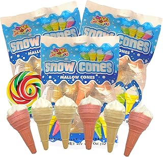 Sweetzo - Mallow Cones Marshmallow Candy, Fluffy Marshmallows with Crunchy Cake Cone, And Individually Wrapped Candies, Pack of 3, 1.13 Ounces