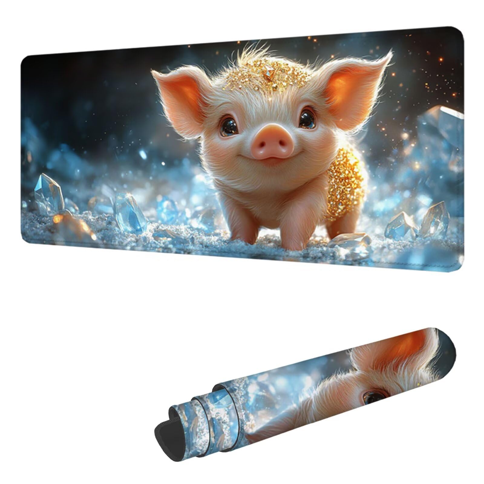Świnia podkładka pod mysz XXL 1000 x 500 mm duża podkładka pod mysz dla graczy zwierzę pod ręką biurko szyte krawędzie wodoodporna antypoślizgowa, do komputera, laptopa poprawia dokładność i szybkość