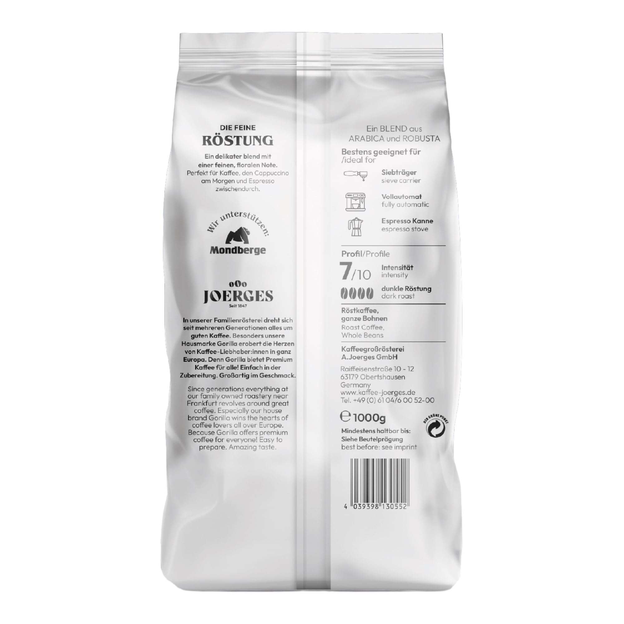 Gorilla Espresso Delicato 12 x 1kg Kaffee ganze Bohne
