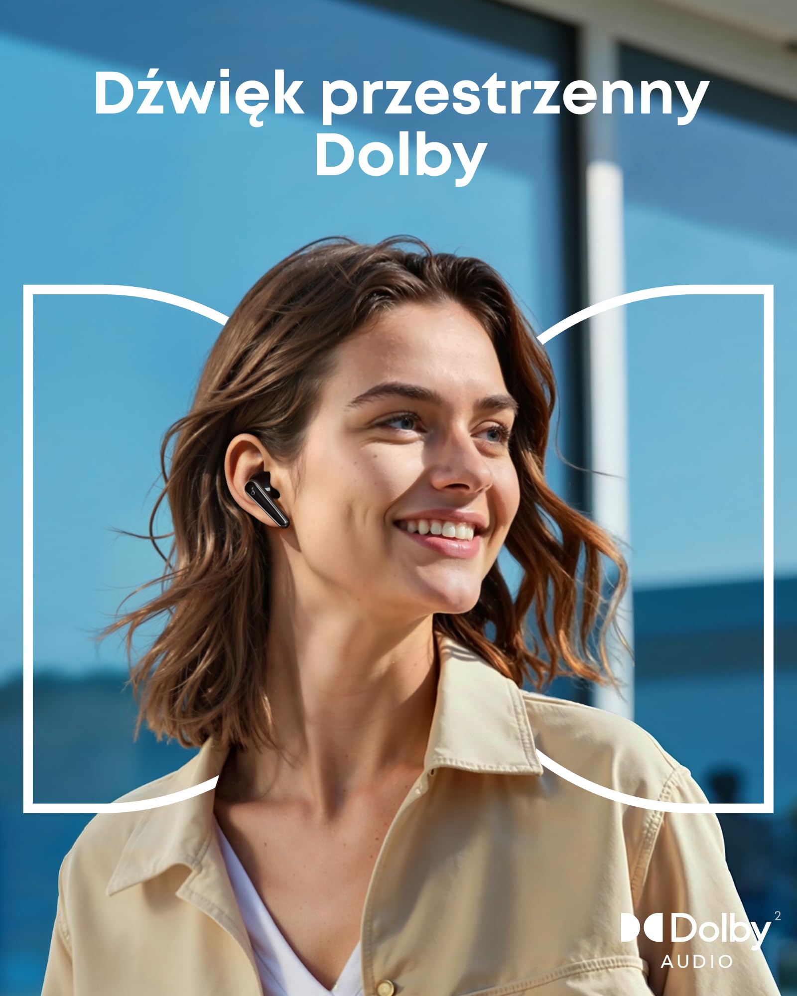 soundcore Liberty 5 Firmy Anker, Bezprzewodowe Słuchawki z Tłumieniem Hałasu, 2x Silniejsza Redukcja Głosu, Adaptacyjne Tłumienie Hałasu, Szybkie Ładowanie, Dolby Audio (Czarny)