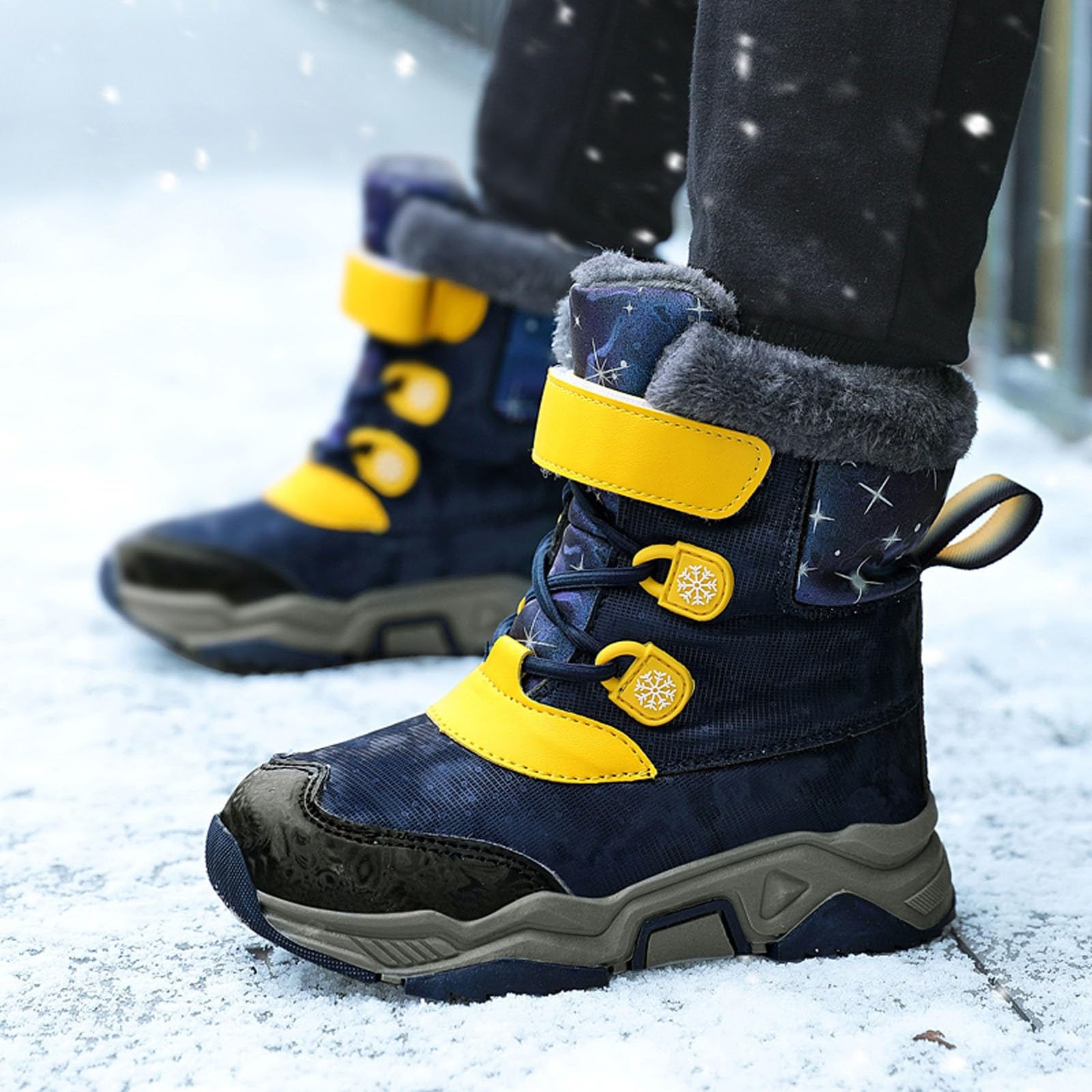 Stivali da Neve per Bambini Stivali Invernali alla Moda per Ragazzi Autunnali Invernali Scarpe Traspirante Morbido Casual Design alla Moda Chaussures Enfant pour École et Loisirs