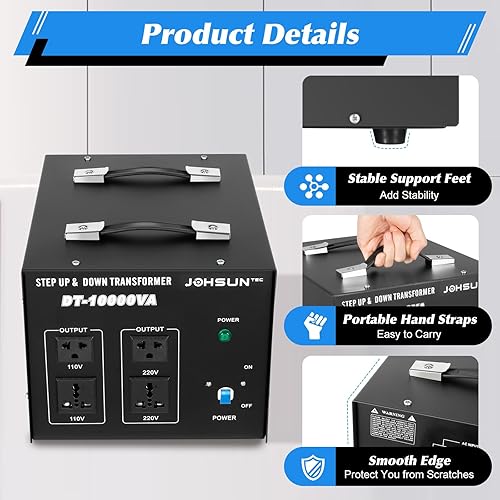 Miniatura 5 de Convertidor de voltaje transformador de 8000 W, transformador de paso hacia arribaabajo de 110 V a 220 V, convertidor de transformador de voltaje