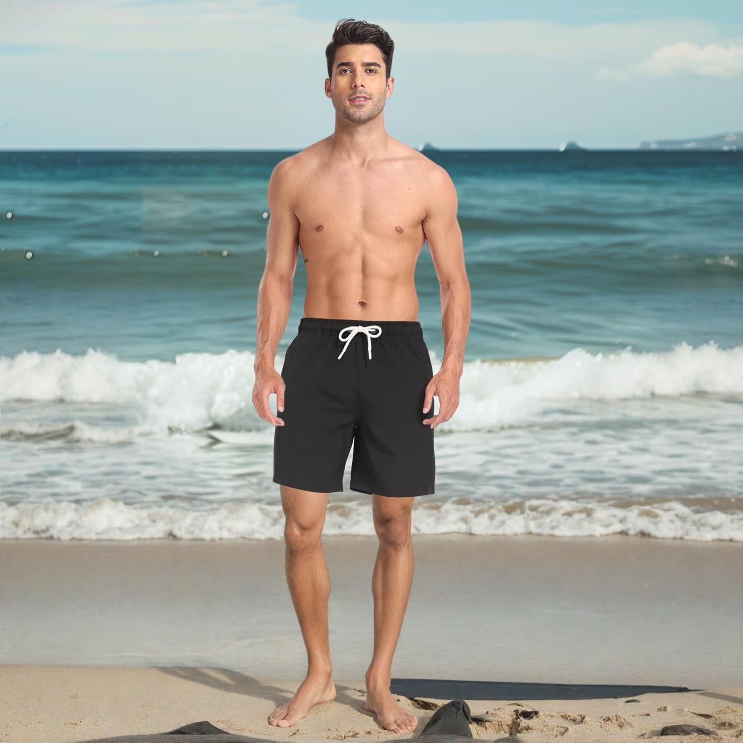 Mens Swim Trunks with Compression Liner 2 in 1 Swimming Shorts Stretch Trunks Quick Dry Beach Shorts Bathing Suit - Image 3