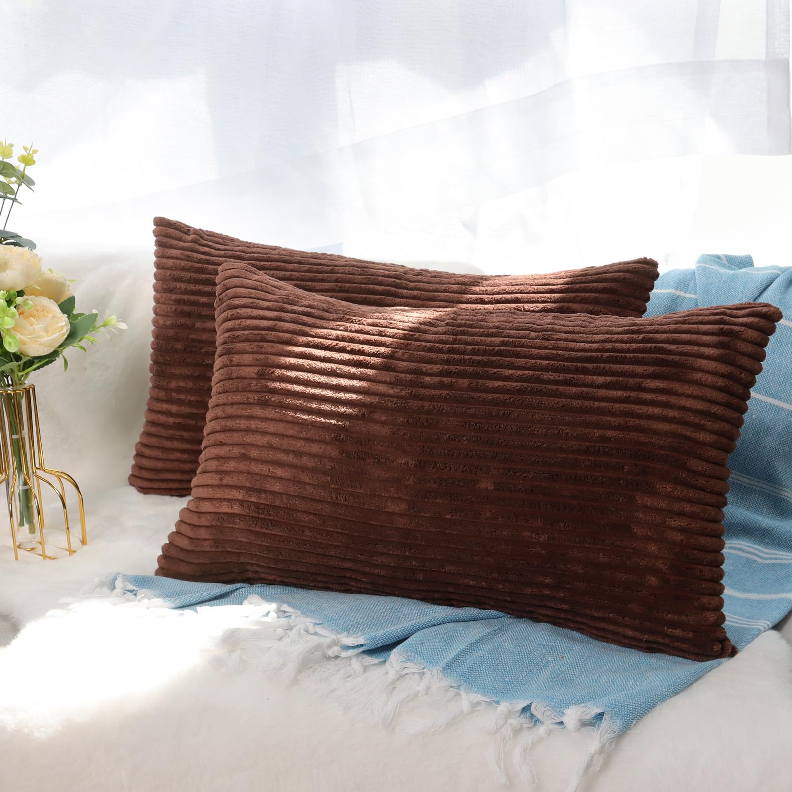 CALIYO Kissenhülle Kord Uni 2er Set, Kissenbezug 30x50 Kissenbezüge für Zierkissen Dekokissen Sofakissen Couchkissen in vielen Farben.