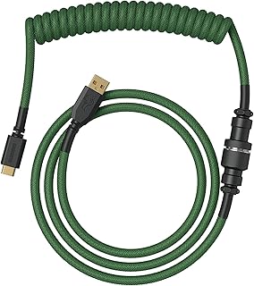 Glorious Coiled Keyboard Cables – USB-C Artisan Braided Cables for Mechanical Gaming Keyboards (Forest Green)