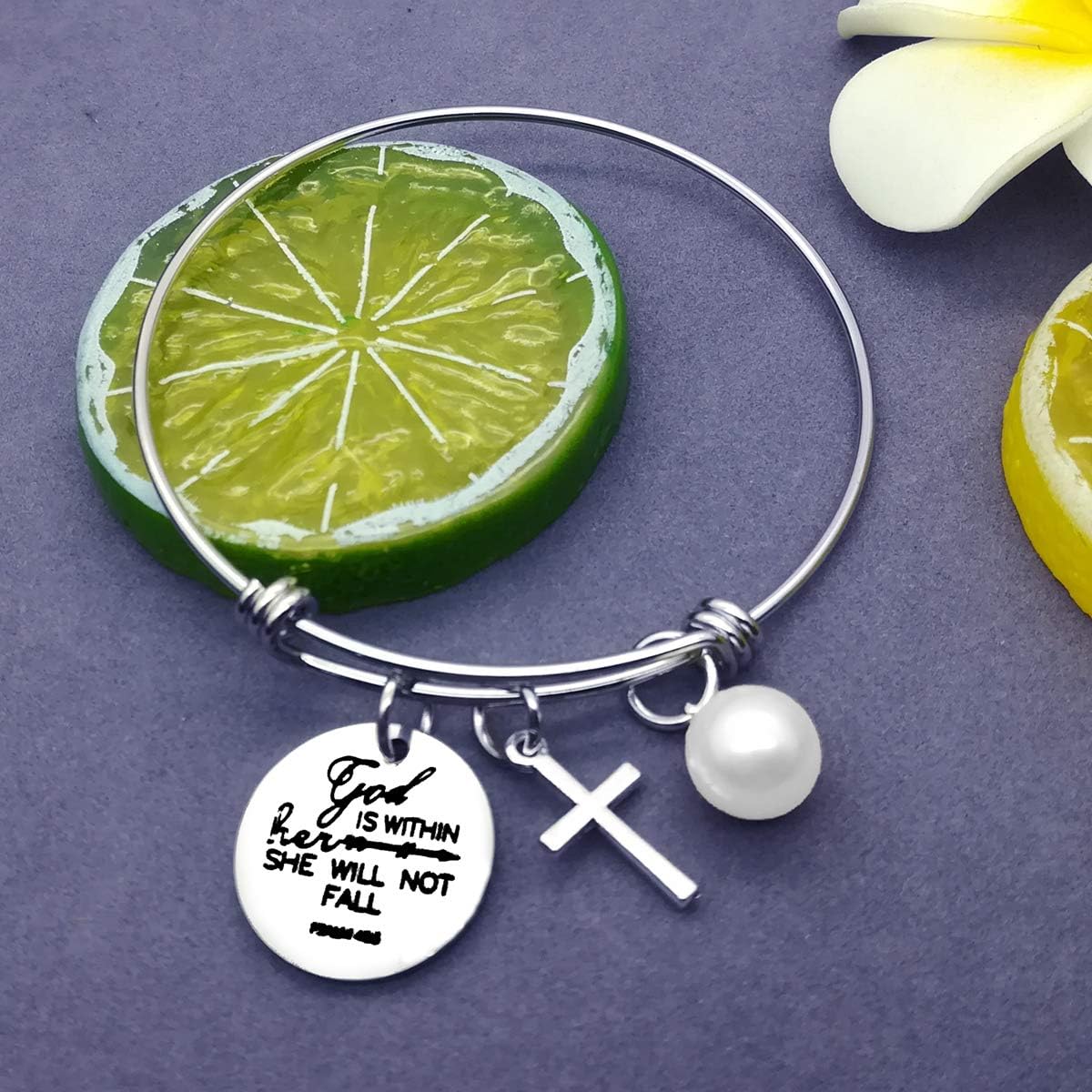 Religious Verse Gift Christian Bracelets Prayer Charm Bracelets Faith Religious Jewelry for Women God Is Within Her She Will Not Fall Bracelets Gift for Birthday Christmas Inspirational Jewelry - Image 5