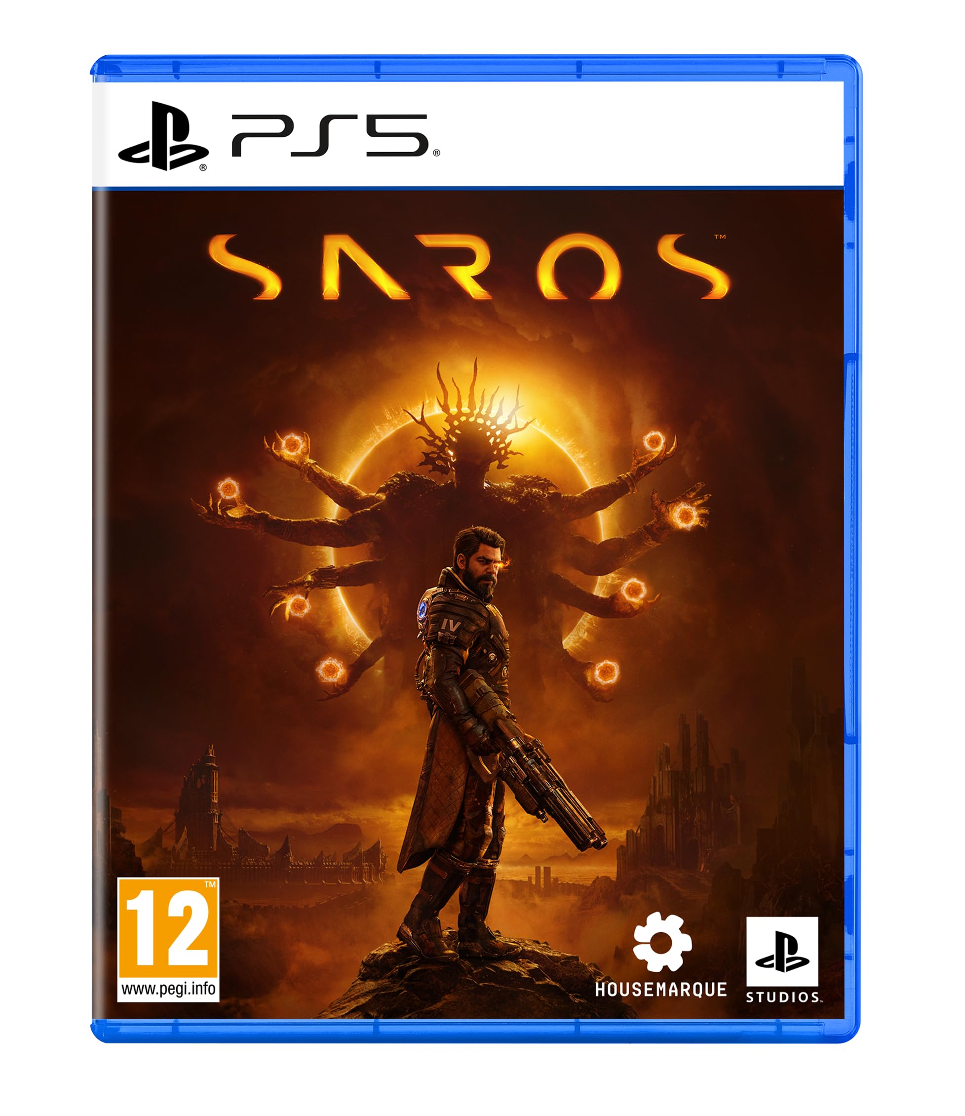 Sony, SAROS pour PlayStation 5, Jeu d'Action-Aventure Roguelike par Housemarque, Tir Cinématique, Optimisé pour PS5 Pro, Version Physique avec CD, en Français, 1 joueur, PEGI 12