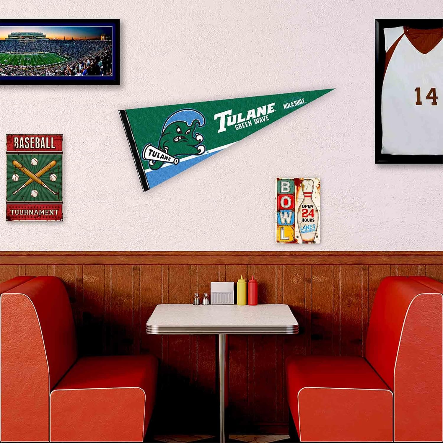 College Flags & Banners Co. Tulane Green Wave Wordmark Pennant Flag