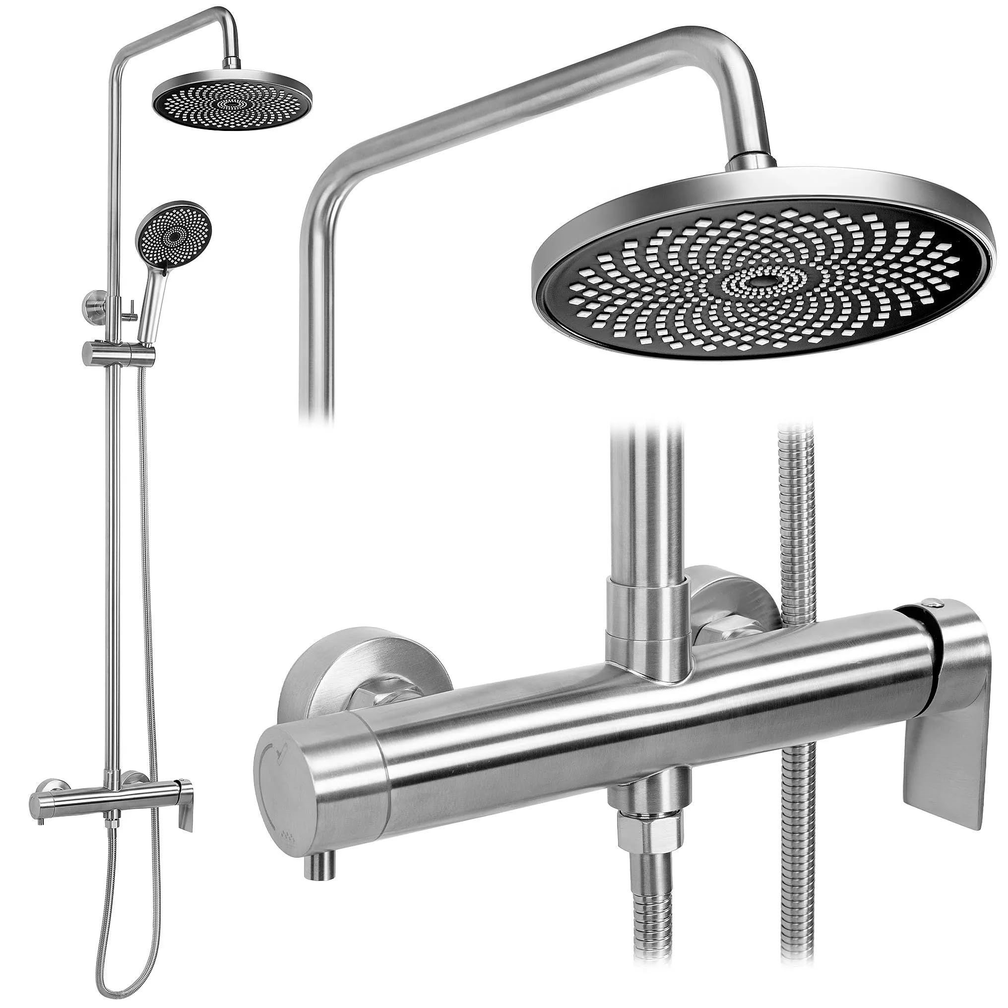 Kit de douche Hunter anti-traces en laiton nickel brossé 15x15 cm pour rénovation
