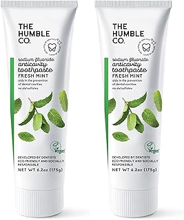 The Humble Co. Toothpaste, 2pk - Anticavity Toothpaste for Adults with Fluoride and Good Ingredients, Non GMO Dentist Developed Formula (Fresh Mint, 2 Pack)