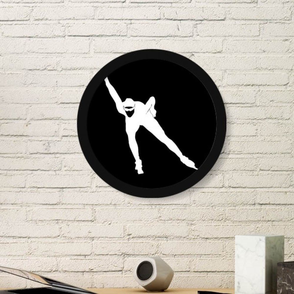 Cadre photo rond hiver patinage sport silhouette noir en taille medium