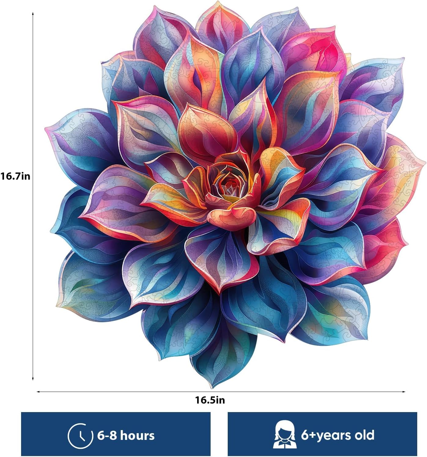 Reouinty Wooden Puzzles for Adult 500 Piece, Flower Succulent Puzzle for Girl and Women, Challenging Puzzle, Wood Puzzle Wall Decor, Unique Shaped Wood Puzzles Piece, Gift for Family Game 16.5x16.7 in
