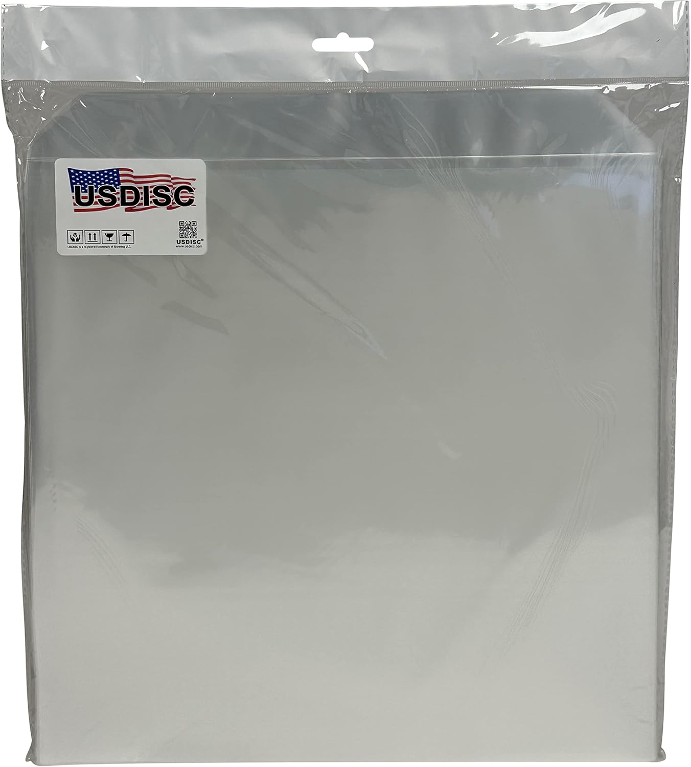 USDISC Storage Pockets 12.75 x 12.75, Flap, 3mil Cardstock, Clear, Pack of 500