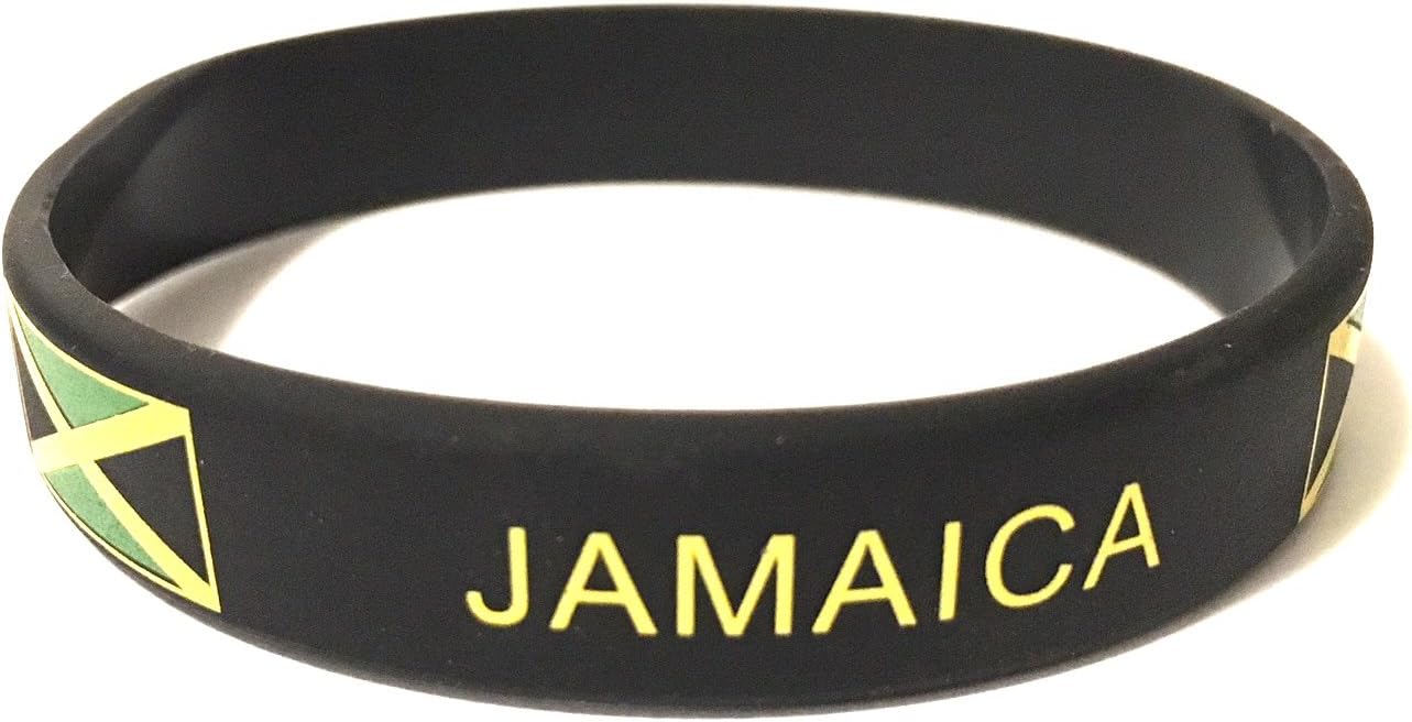 Jamaica Flag Style Wristband, Jamaican Flag, Rastafarian Style,Silicone Wristband