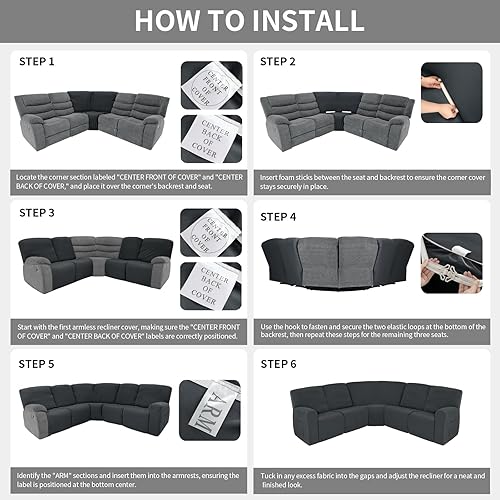 Miniatura 7 de Easy-Going Funda reclinable 100% impermeable, funda elástica para sofás reclinables, funda de sofá modular extragrande, protector de muebles en