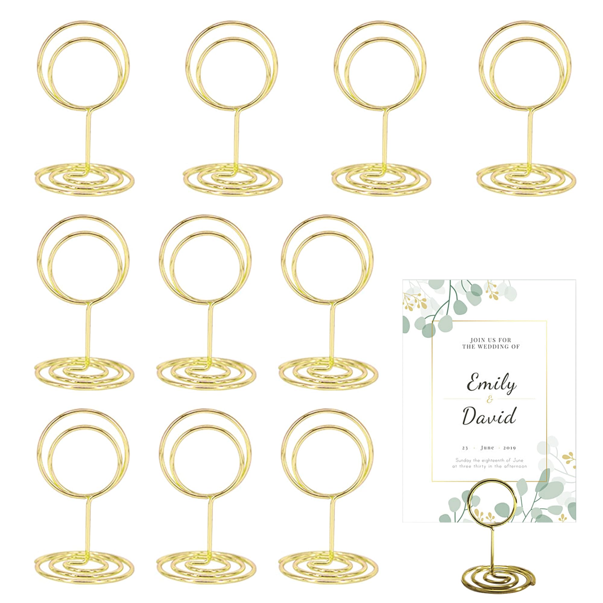 Bansusu 10Pcs Place Card Holders 2 Inch Gold Table Number Holders Reusable Name Card Holder Prevent Falling for Wedding Cards Name Card Pictures Memos for Weddings Parties Family Banquets Restaurants